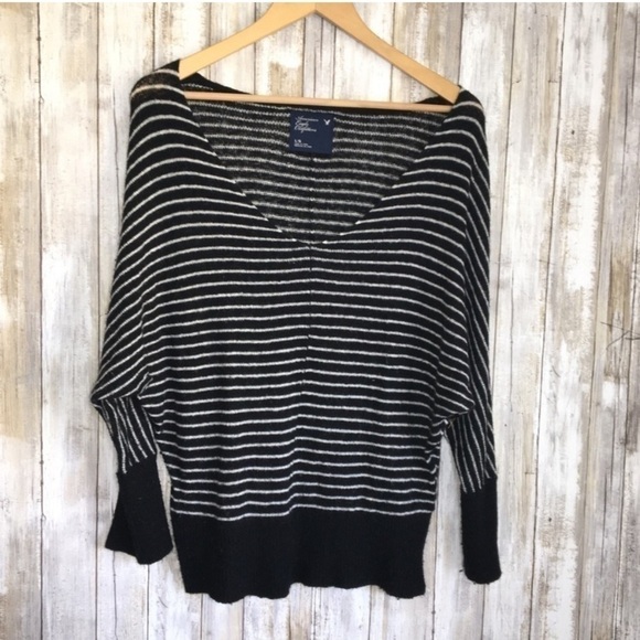 American Eagle Outfitters Sweaters - American Eagle Black & White Striped V Neck Sweater